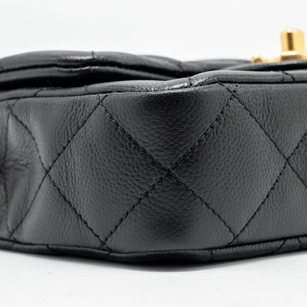 Chanel Coco Love Mini Flap Bag Adjustable Chain Caviar black  (microchip)