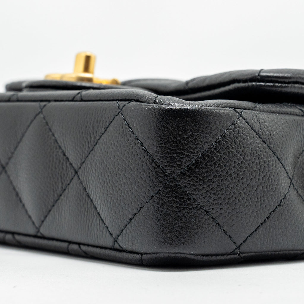 Chanel Coco Love Mini Flap Bag Adjustable Chain Caviar black  (microchip)
