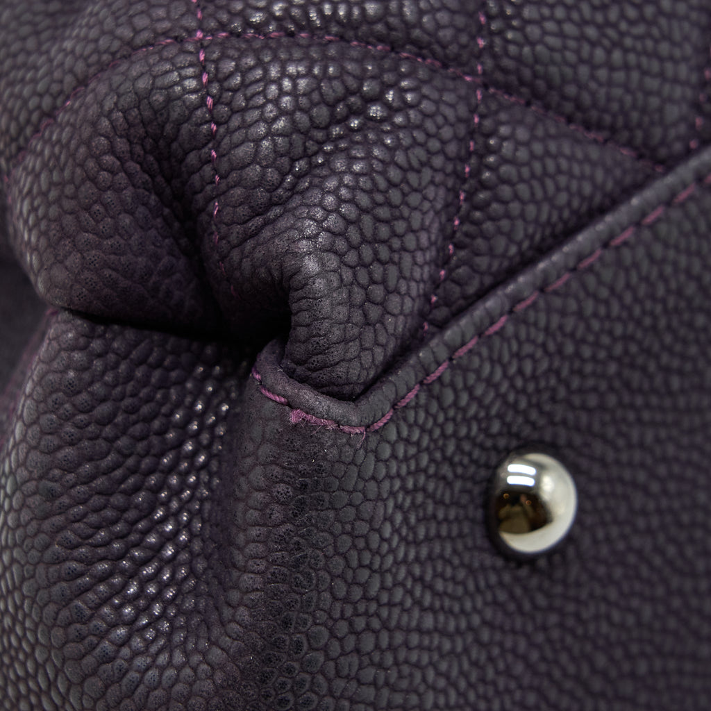 Chanel Flap Tote Bag With Chain Grained Calfskin Dark Purple