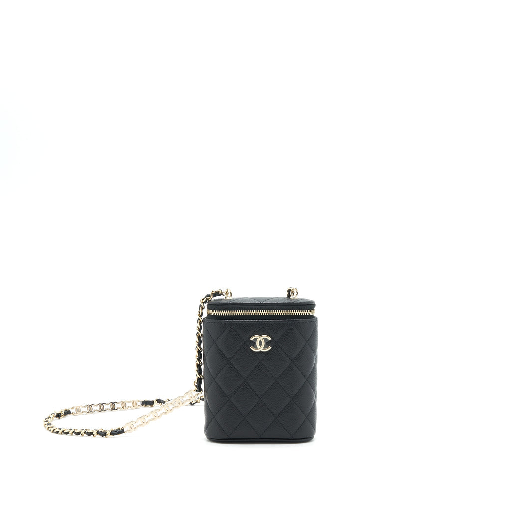 Chanel 22P Vertical Mini Vanity With CC Logo Chain Caviar Black L