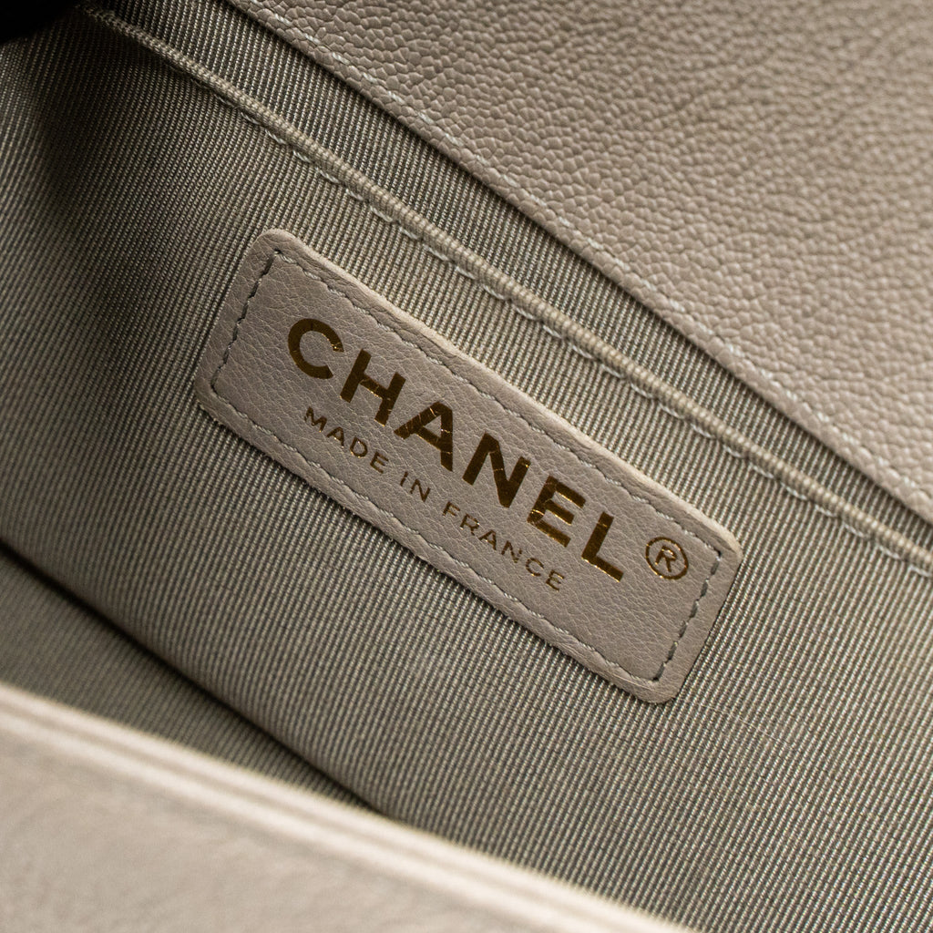Chanel Small Boy Bag Caviar Light Grey