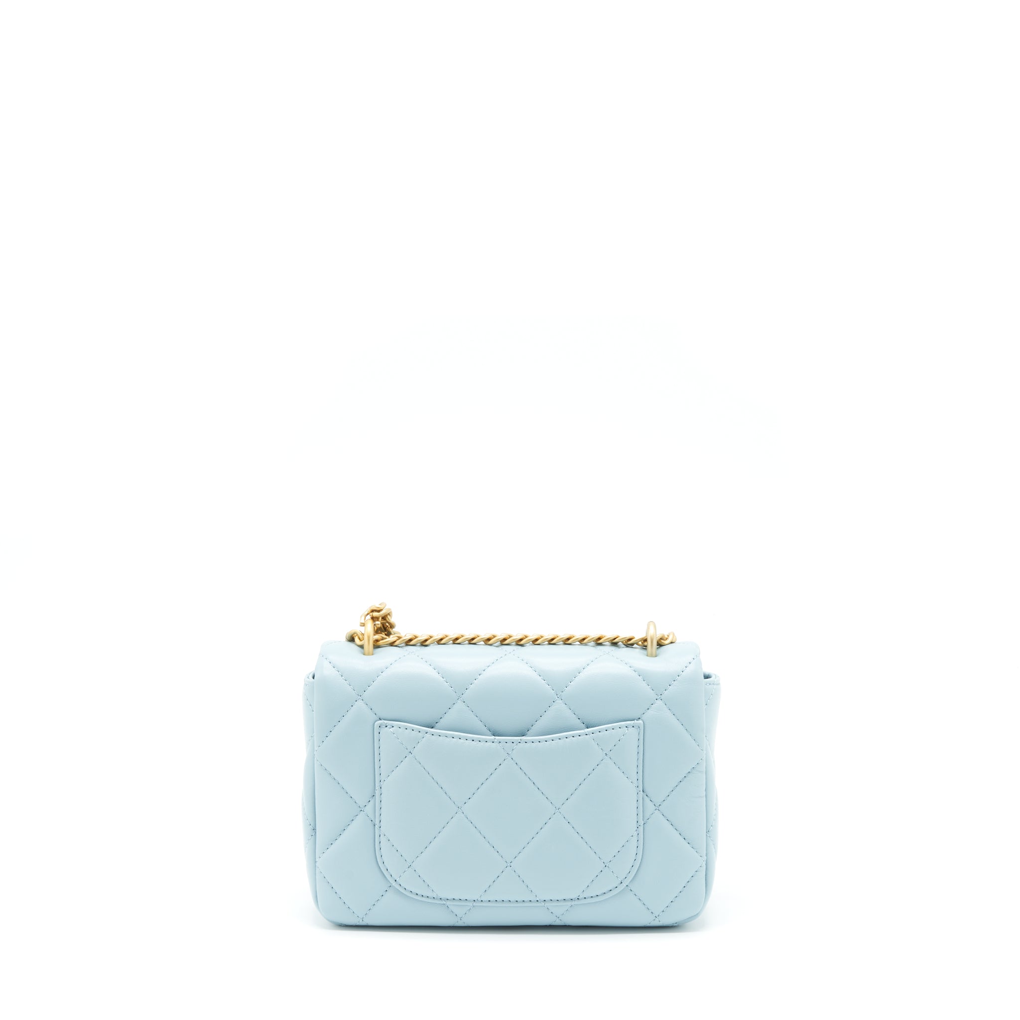 Chanel 22P Seasonal Mini Square Flap Bag Lambskin Light Blue