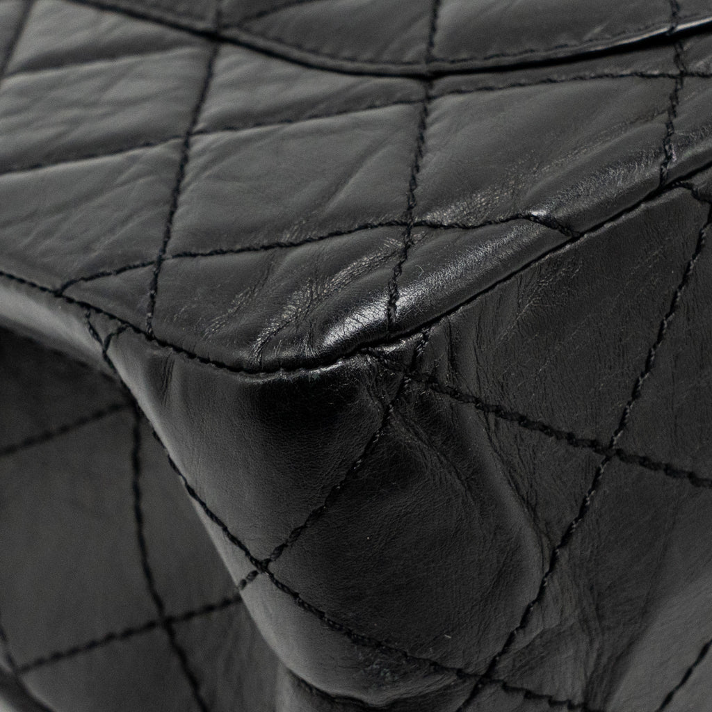 Chanel Large 2.55 226 Reissue Double Flap Bag Aged Calfskin Black