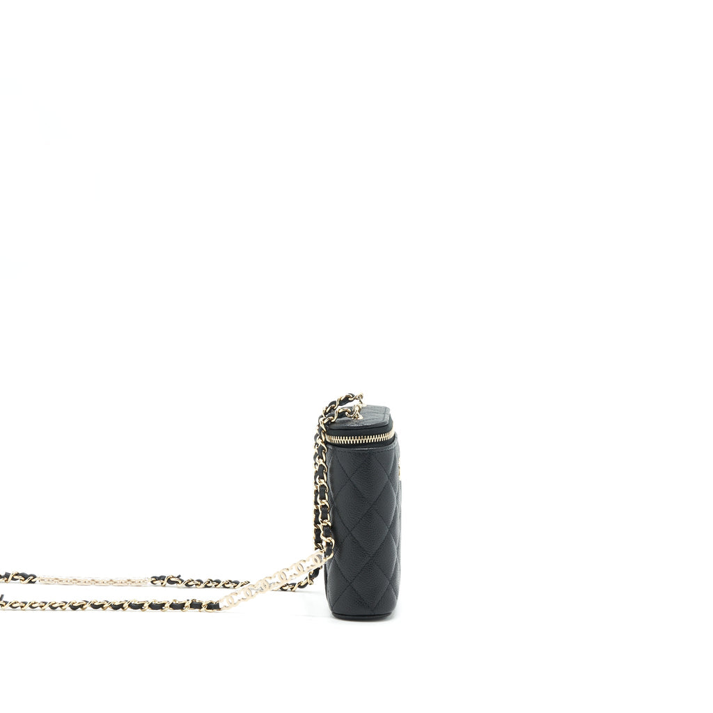 Chanel 22P Vertical Mini Vanity With CC Logo Chain Caviar Black L