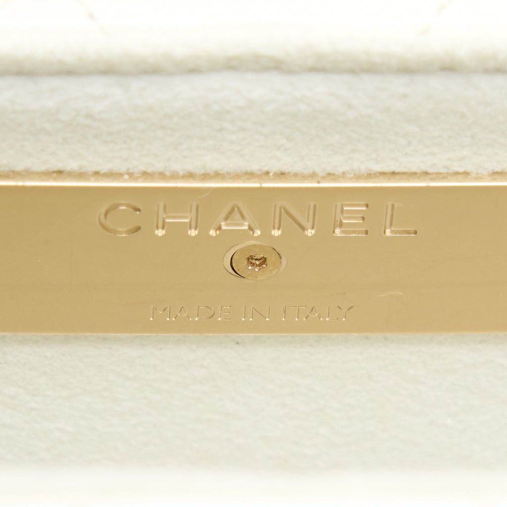 Chanel Rectangular Mini Flap Phone Case Bag Quilted Lambskin White L (Microchip)