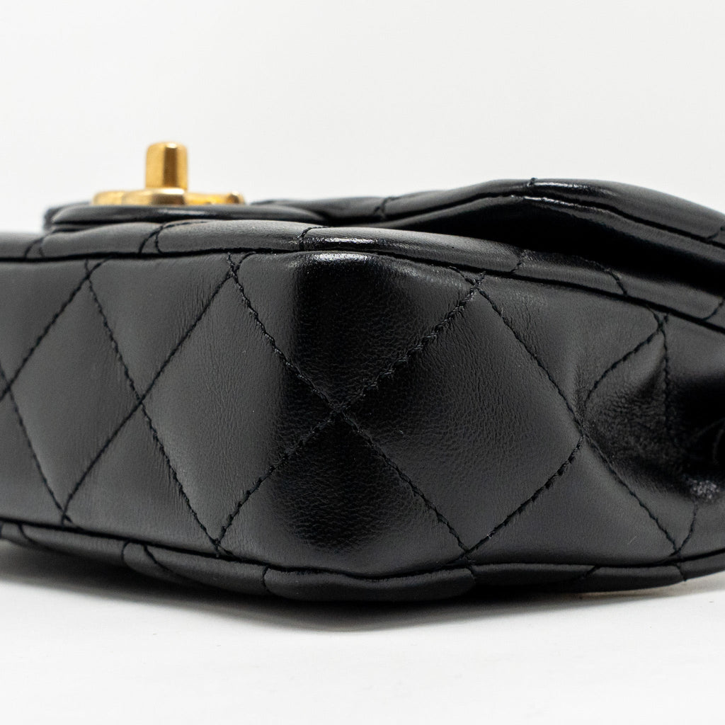 Chanel 25C Coco Love Adjustable Chain Shiny Lambskin Black  (Microchip)