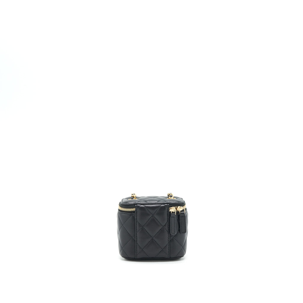 Chanel Pearl Crush Mini Vanity With Chain Lambskin Black