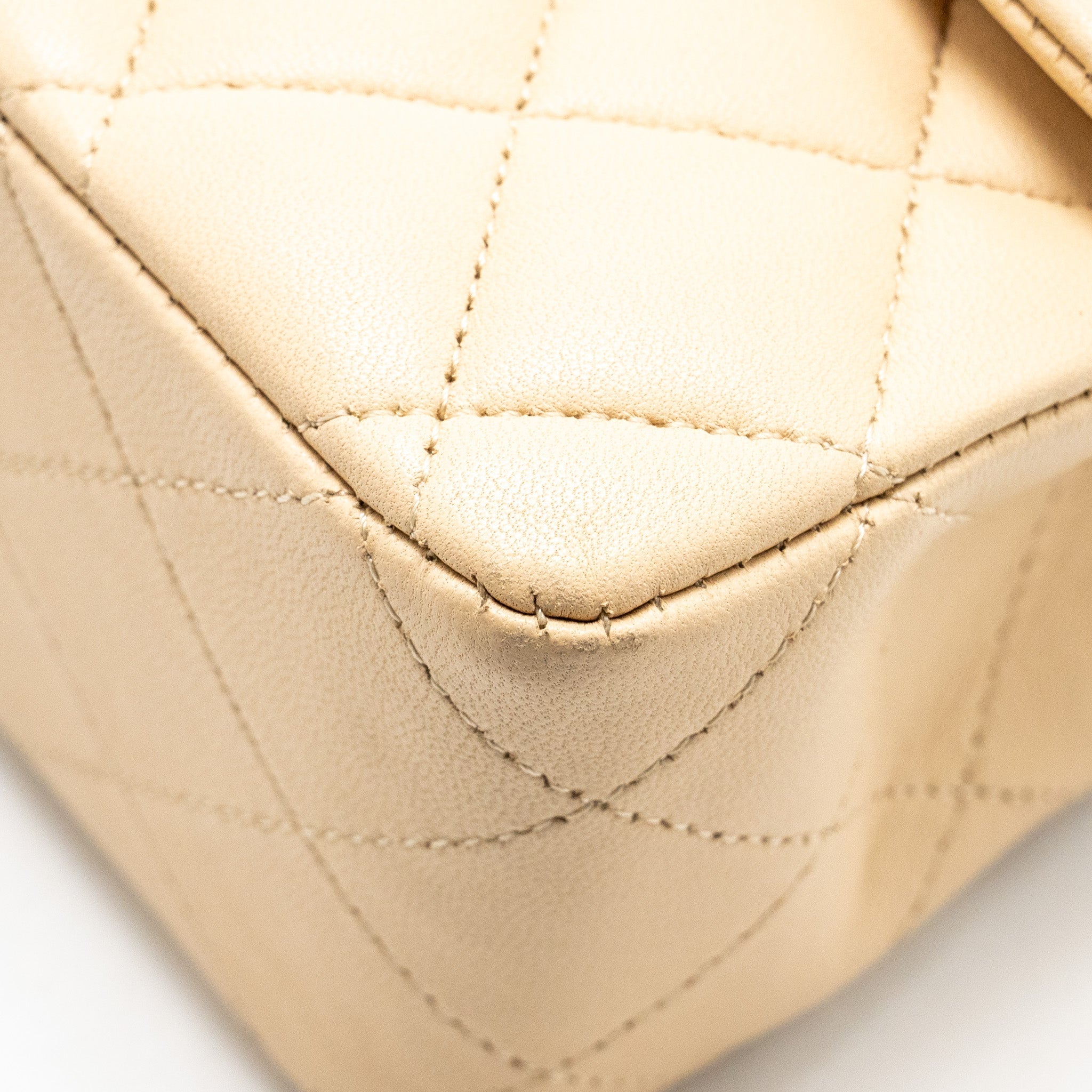 Chanel Medium Classic Double Flat Bag Lambskin Beige