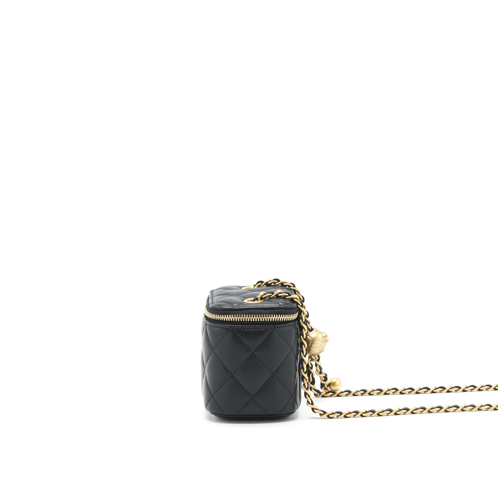 Chanel Pearl Crush Mini Vanity With Chain Lambskin Black