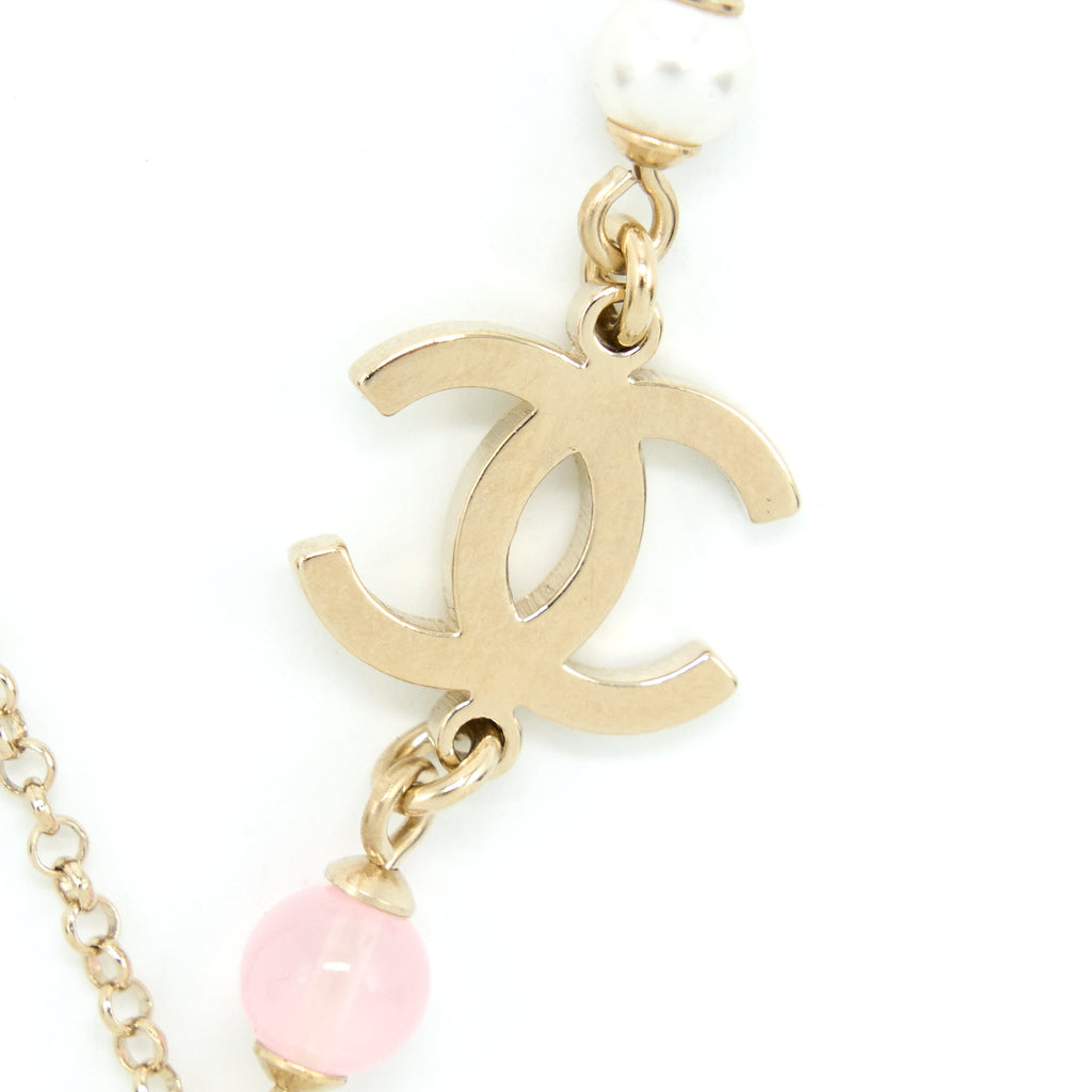 Chanel Heart Necklace Light Gold Tone