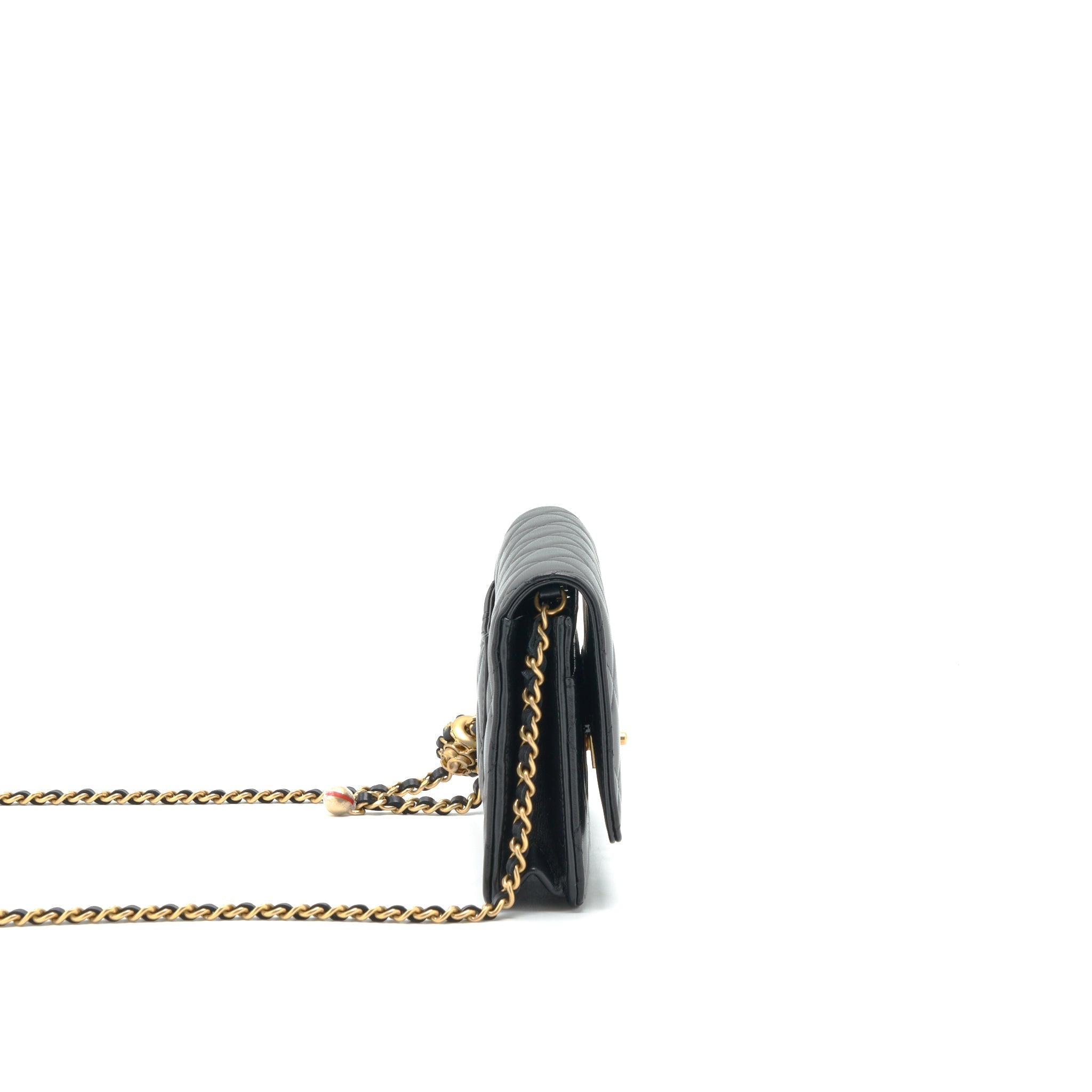Chanel 22S Pearl Crush Wallet On Chain Lambskin Black