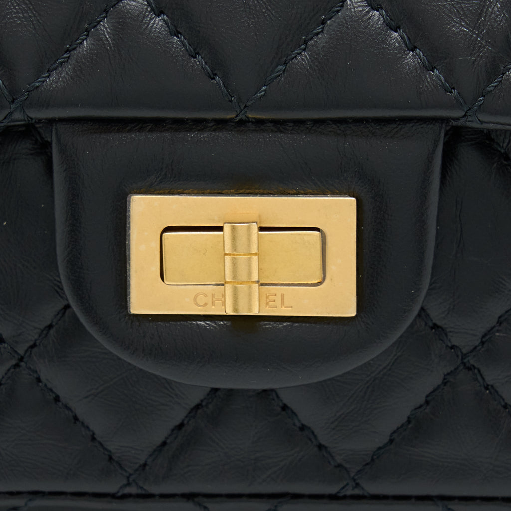 Chanel Mini 2.55 Reissue Flap Bag Aged Calfskin Black Brushed  (Microchip)