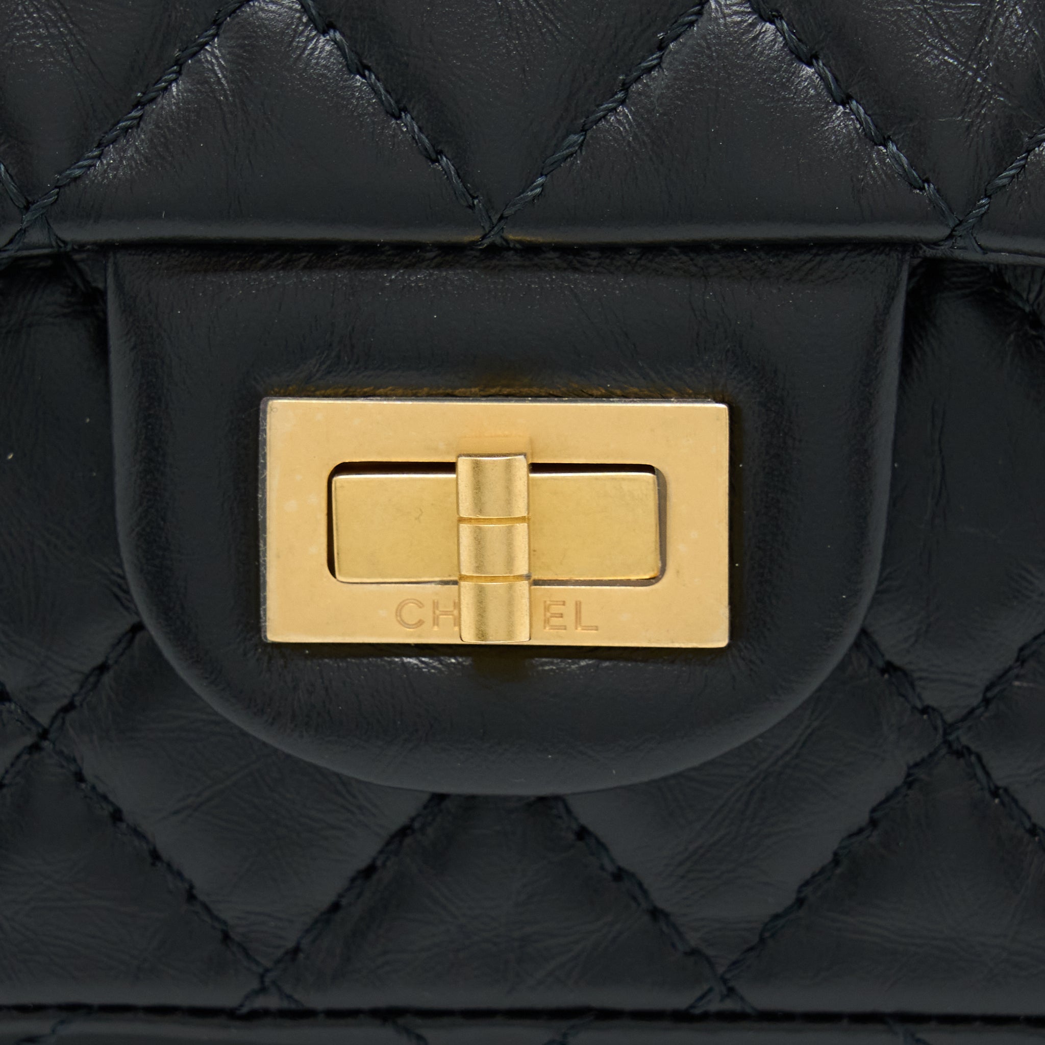 Chanel Mini 2.55 Reissue Flap Bag Aged Calfskin Black Brushed  (Microchip)