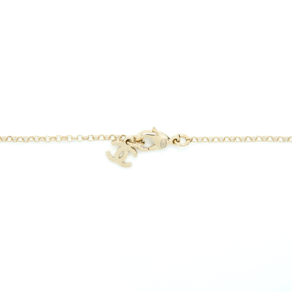 Chanel Heart Necklace Light Gold Tone