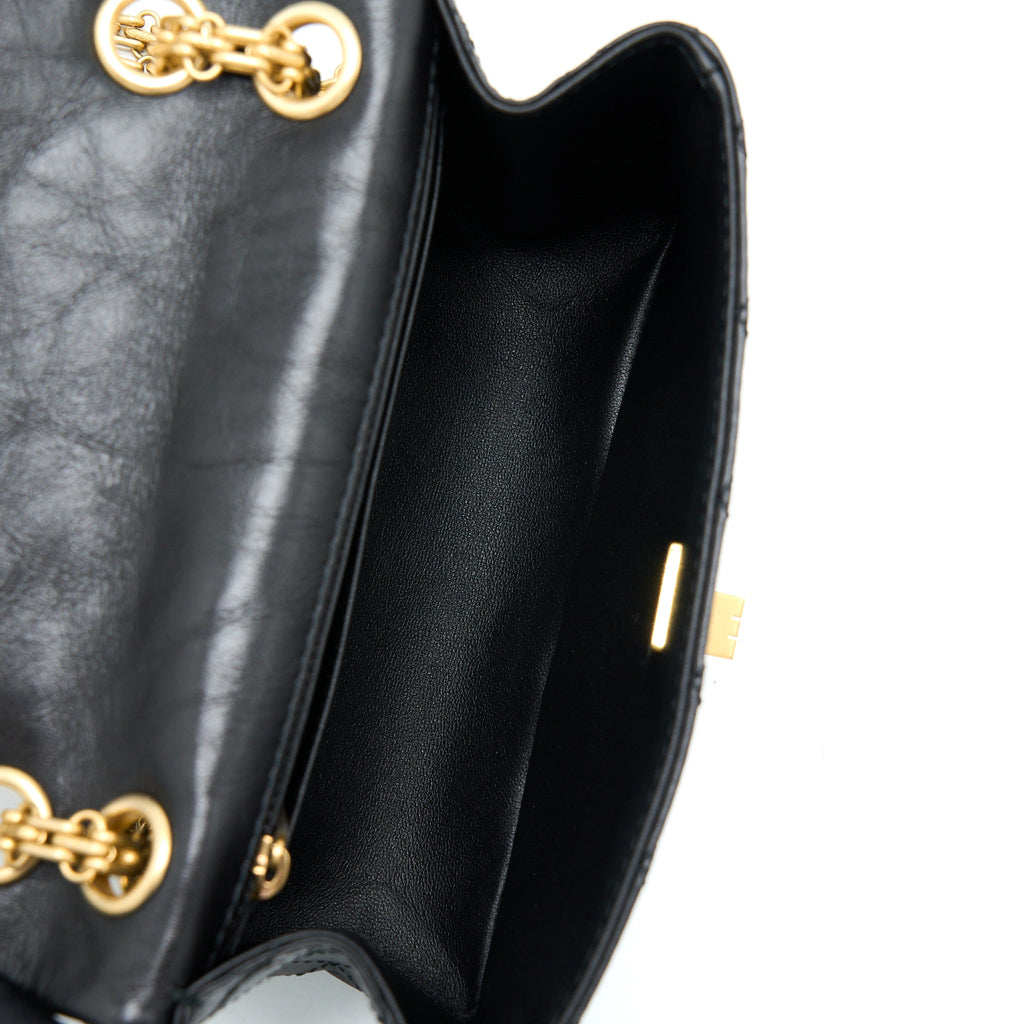 Chanel Mini 2.55 Reissue Flap Bag Aged Calfskin Black Brushed  (Microchip)