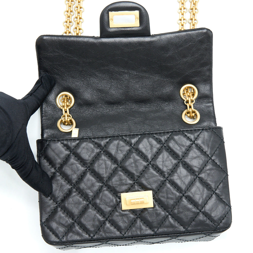 Chanel Mini 2.55 Reissue Flap Bag Aged Calfskin Black Brushed  (Microchip)