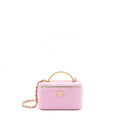 Chanel 22S Letter Top Handle Long Vanity With Chain Caviar NH622 Pink