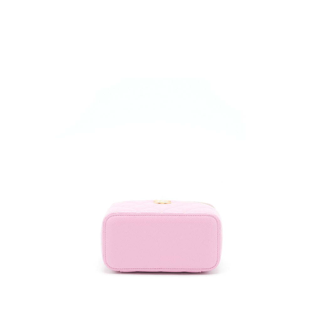 Chanel 22S Letter Top Handle Long Vanity With Chain Caviar NH622 Pink