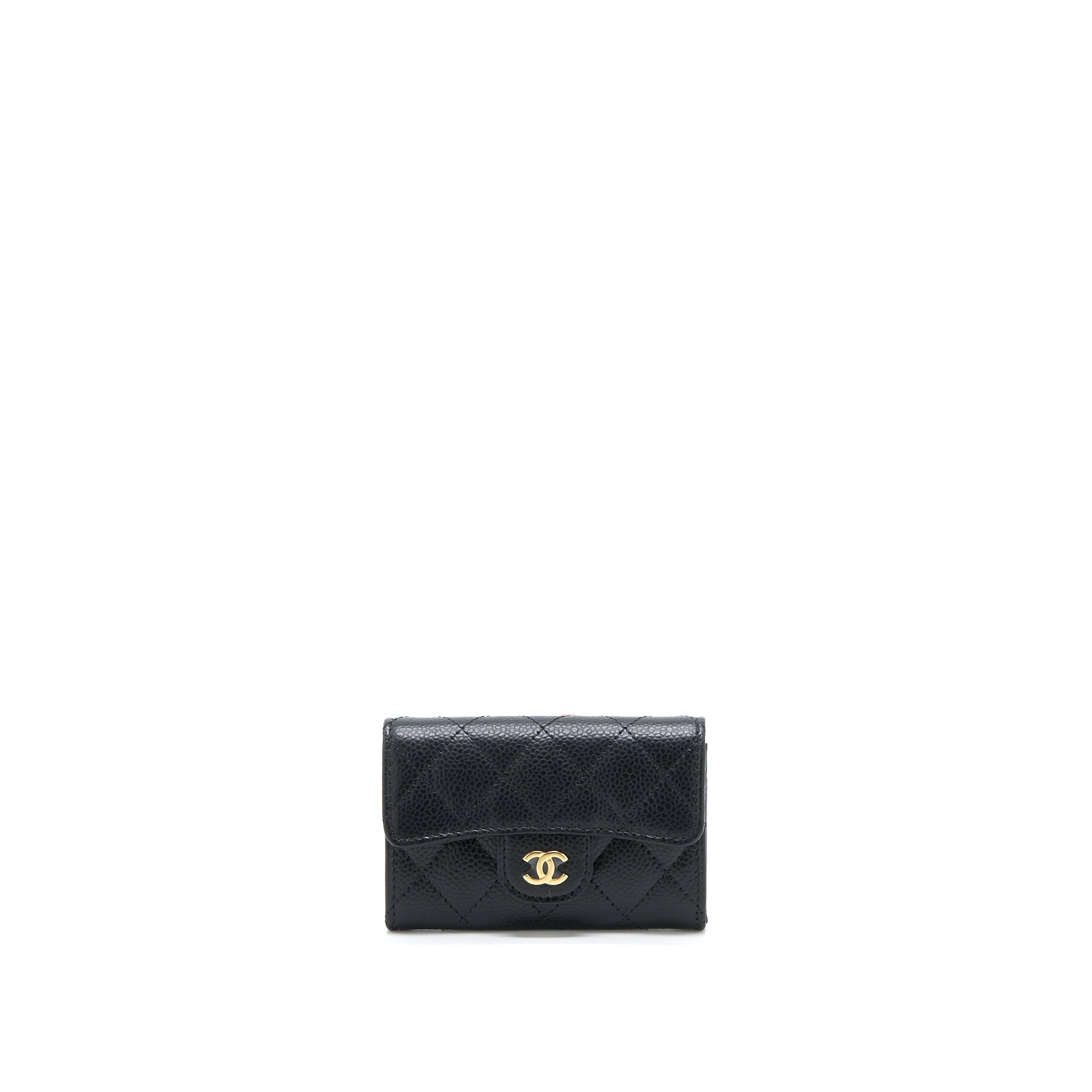 Chanel Classic Flap Card Holder Caviar Black  (Microchip)