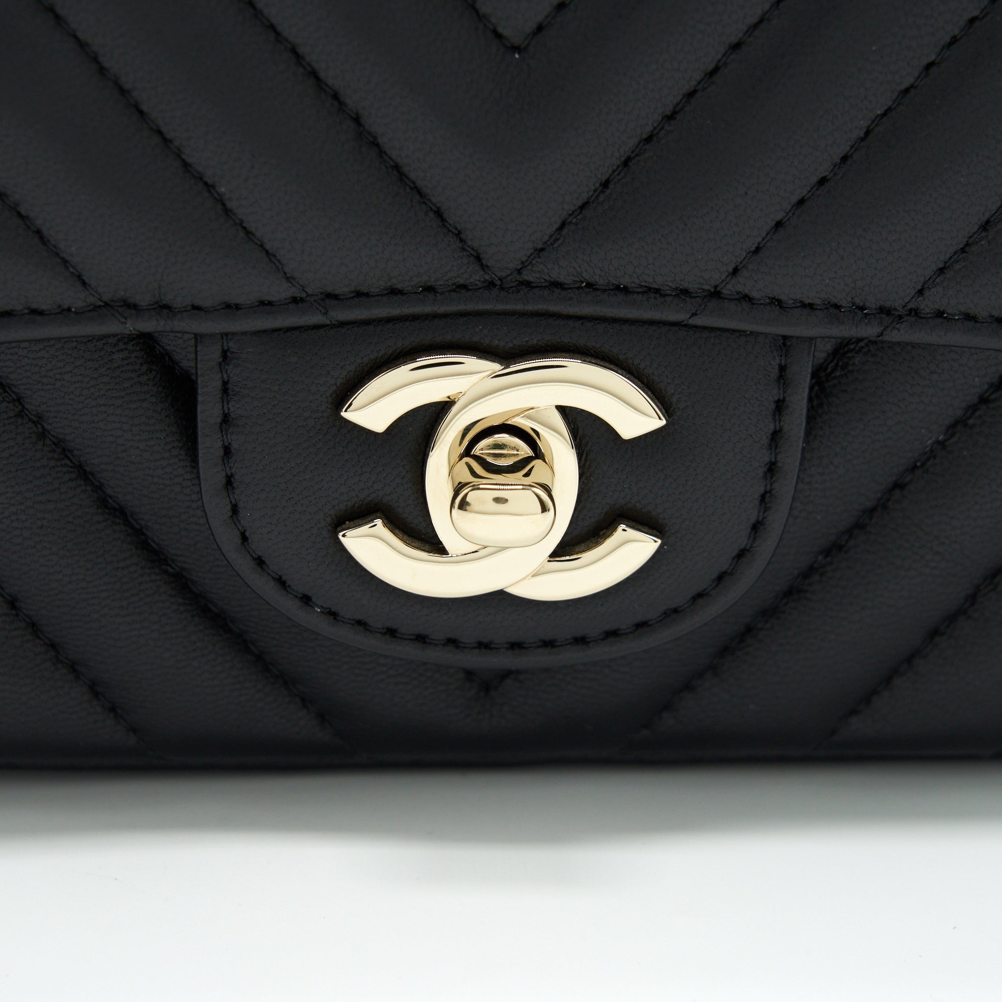 Chanel Mini Square Chevron Flap Bag Black L