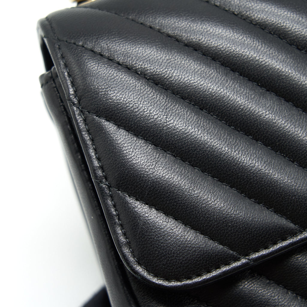 Chanel Mini Square Chevron Flap Bag Black L