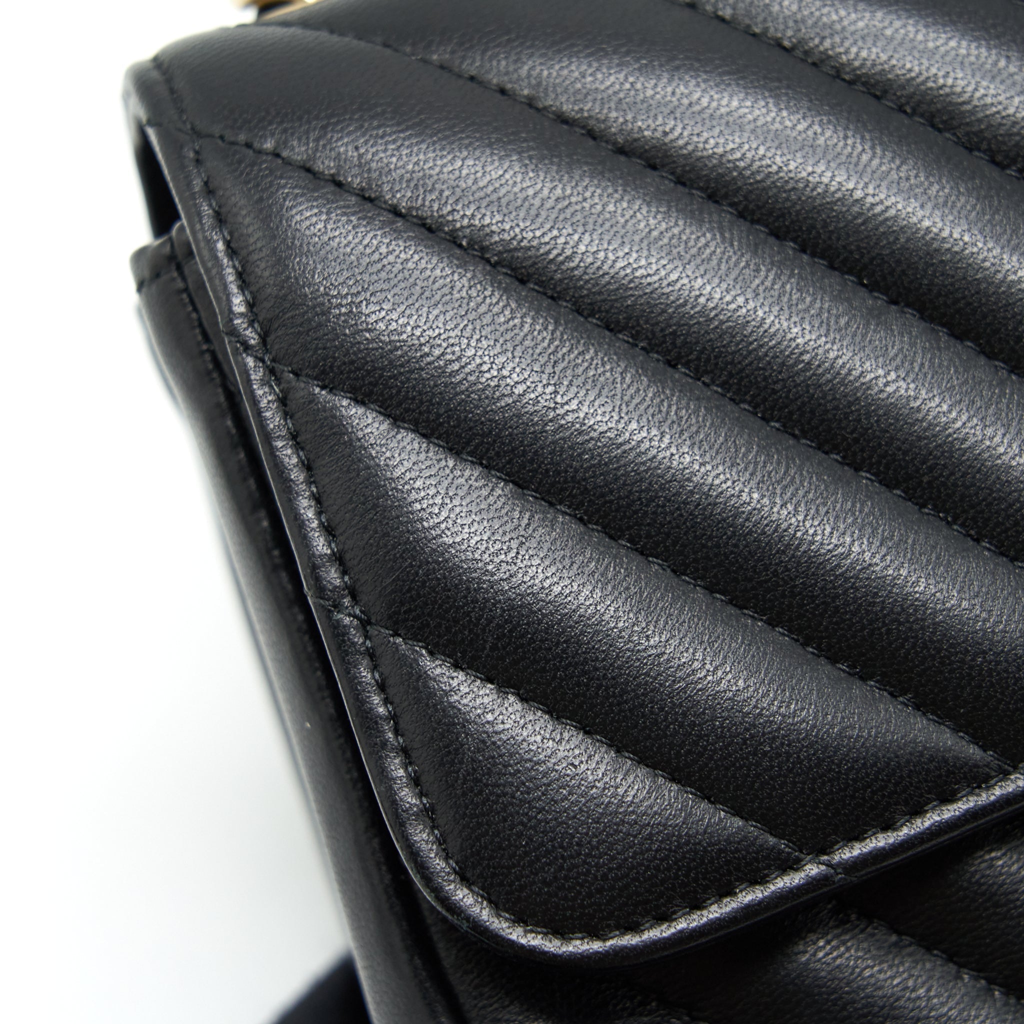Chanel Mini Square Chevron Flap Bag Black L