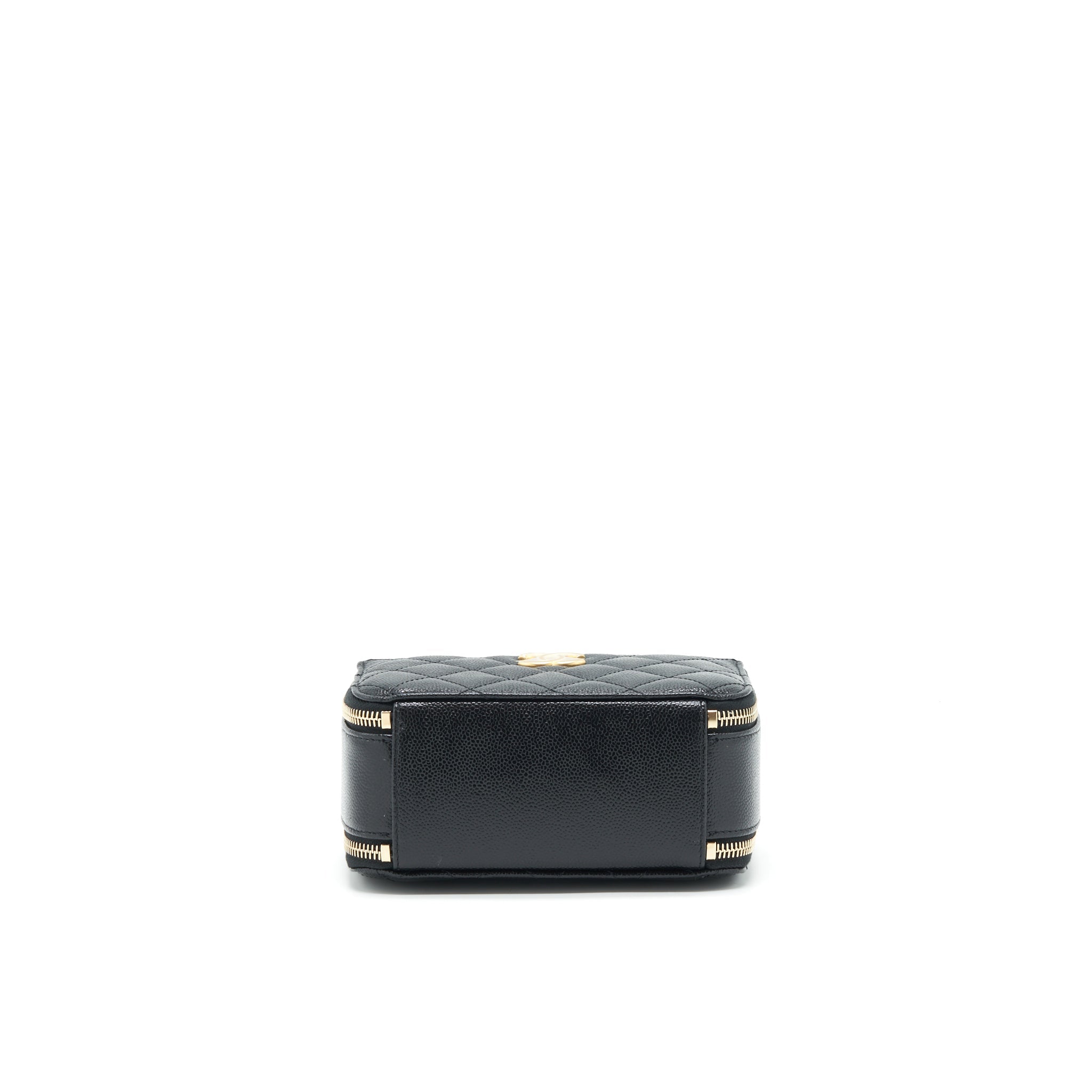 Chanel 22S Letter Top Handle Small Vanity Case Caviar Black Brushed