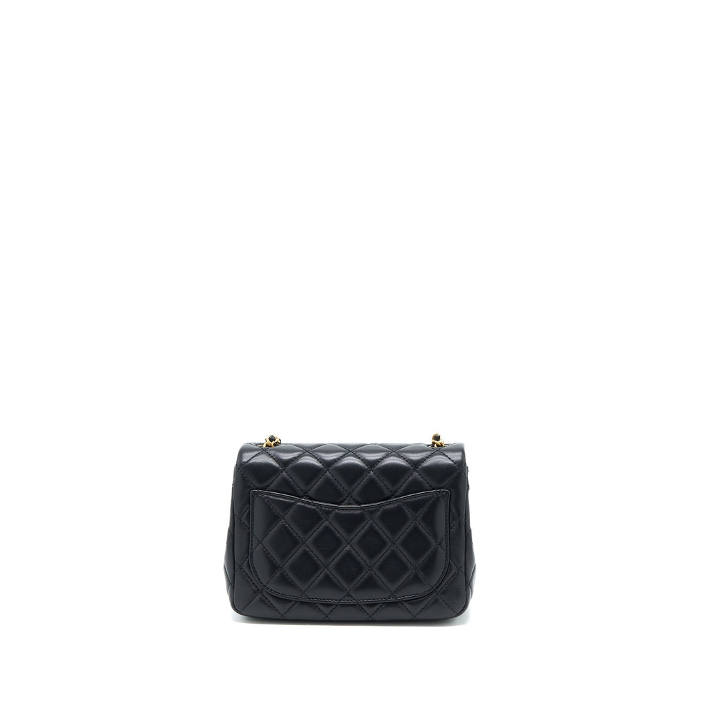 Chanel Pearl Crush Mini Square Flap Bag Lambskin Black  (Microchip)