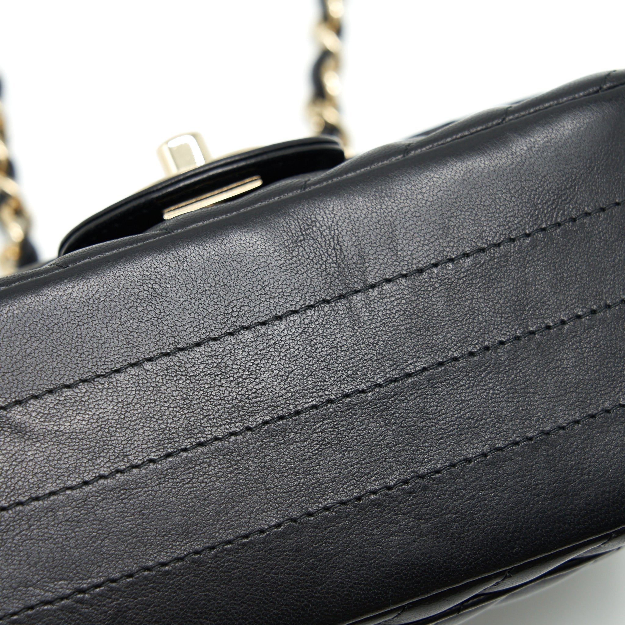Chanel Mini Square Chevron Flap Bag Black L