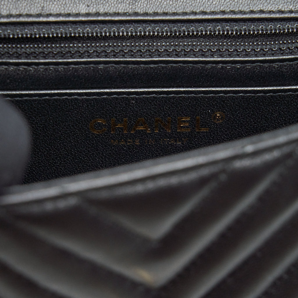 Chanel Mini Square Chevron Flap Bag Black L