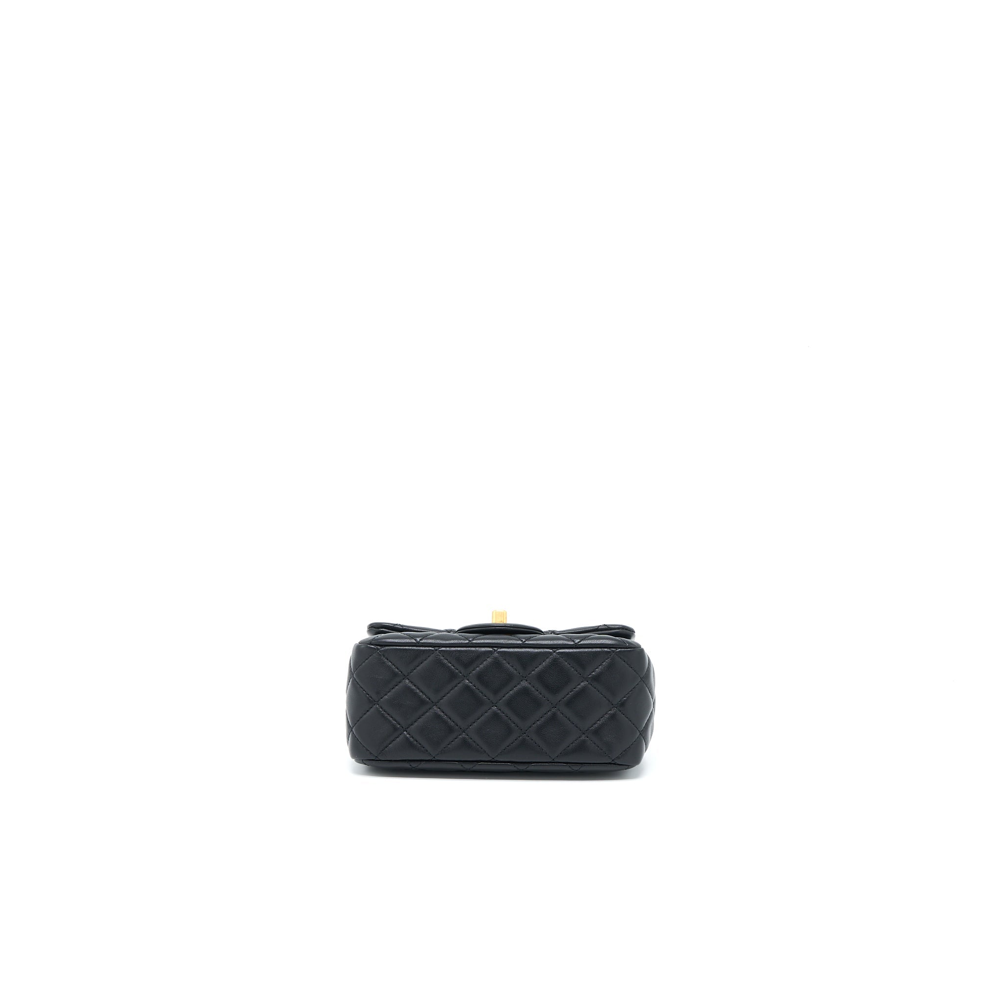 Chanel Pearl Crush Mini Square Flap Bag Lambskin Black  (Microchip)