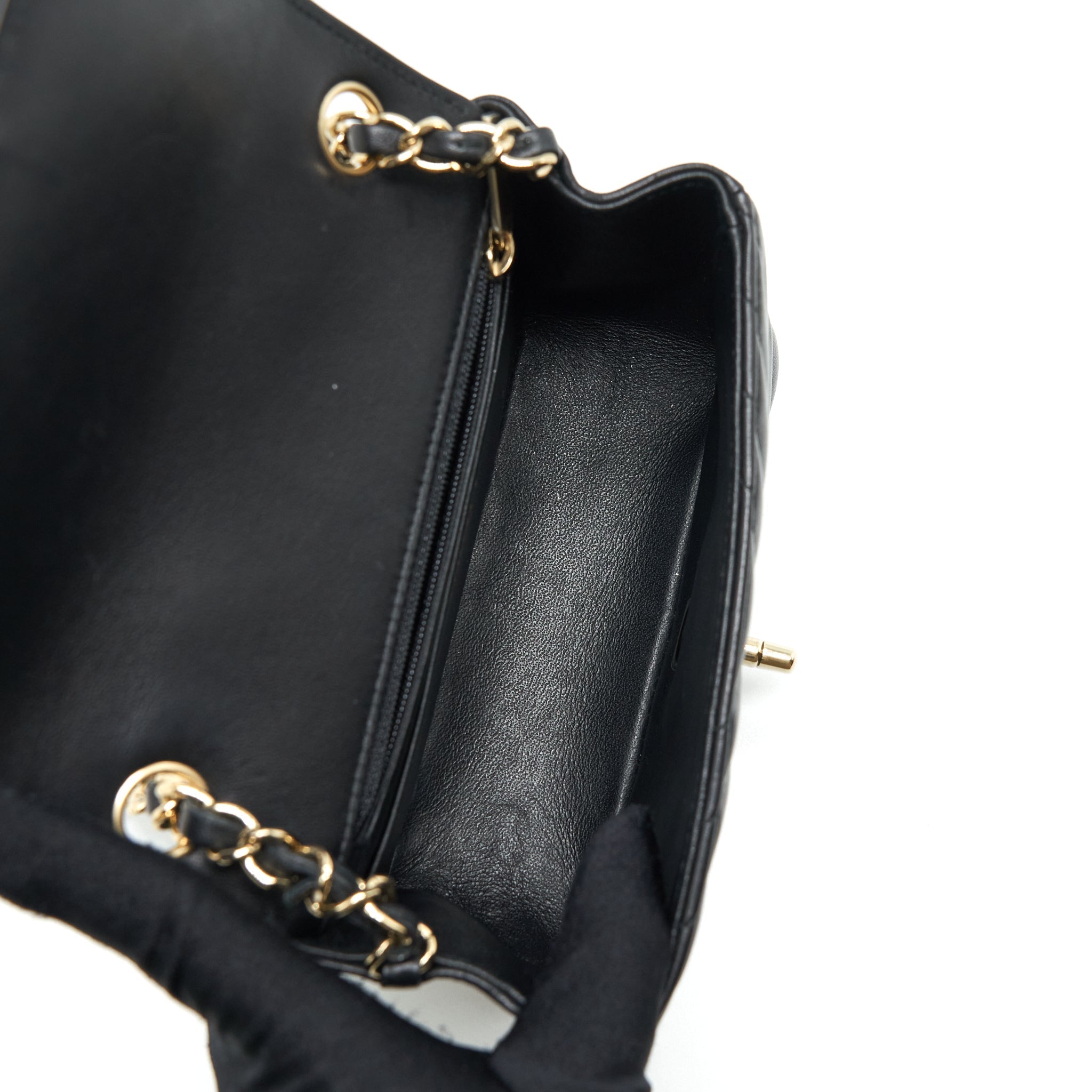 Chanel Mini Square Chevron Flap Bag Black L