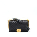 Chanel Medium Boy Bag Caviar Black With Brushed