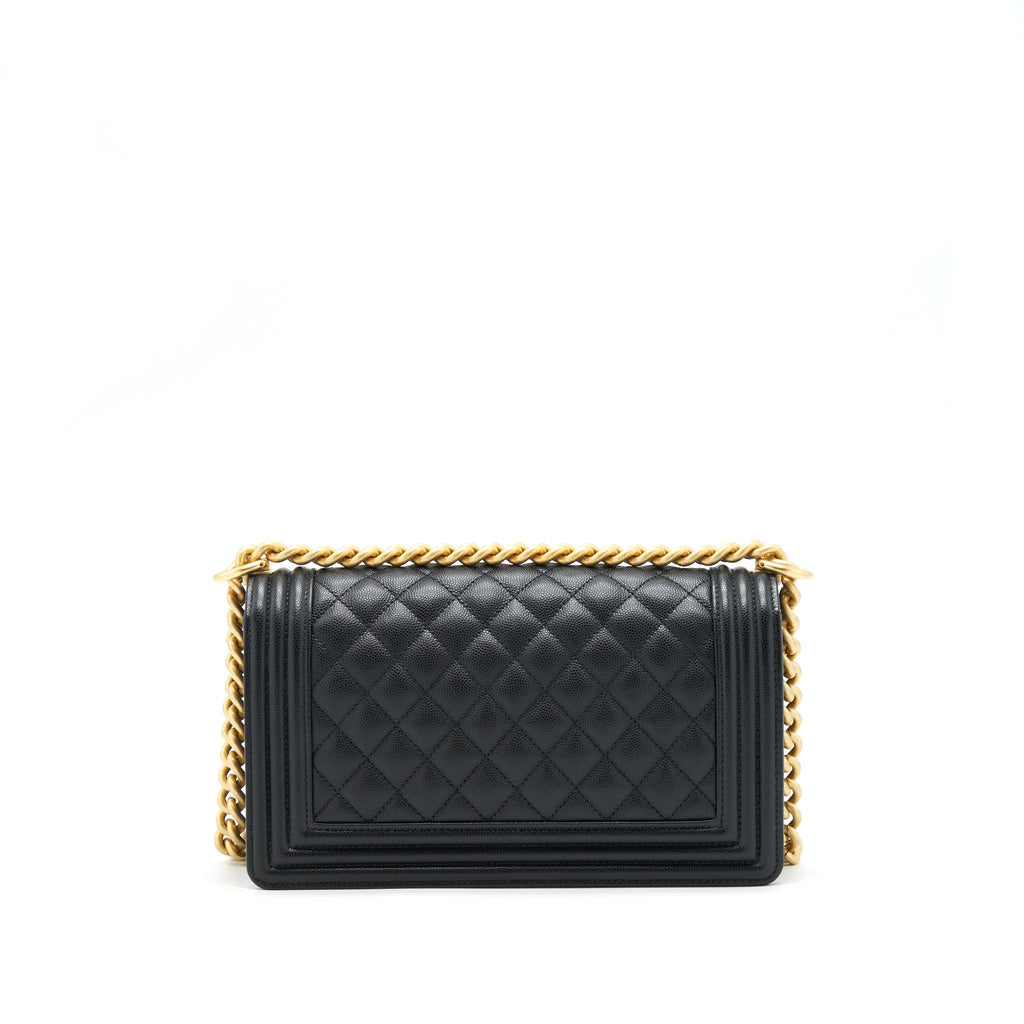 Chanel Medium Boy Bag Caviar Black With Brushed