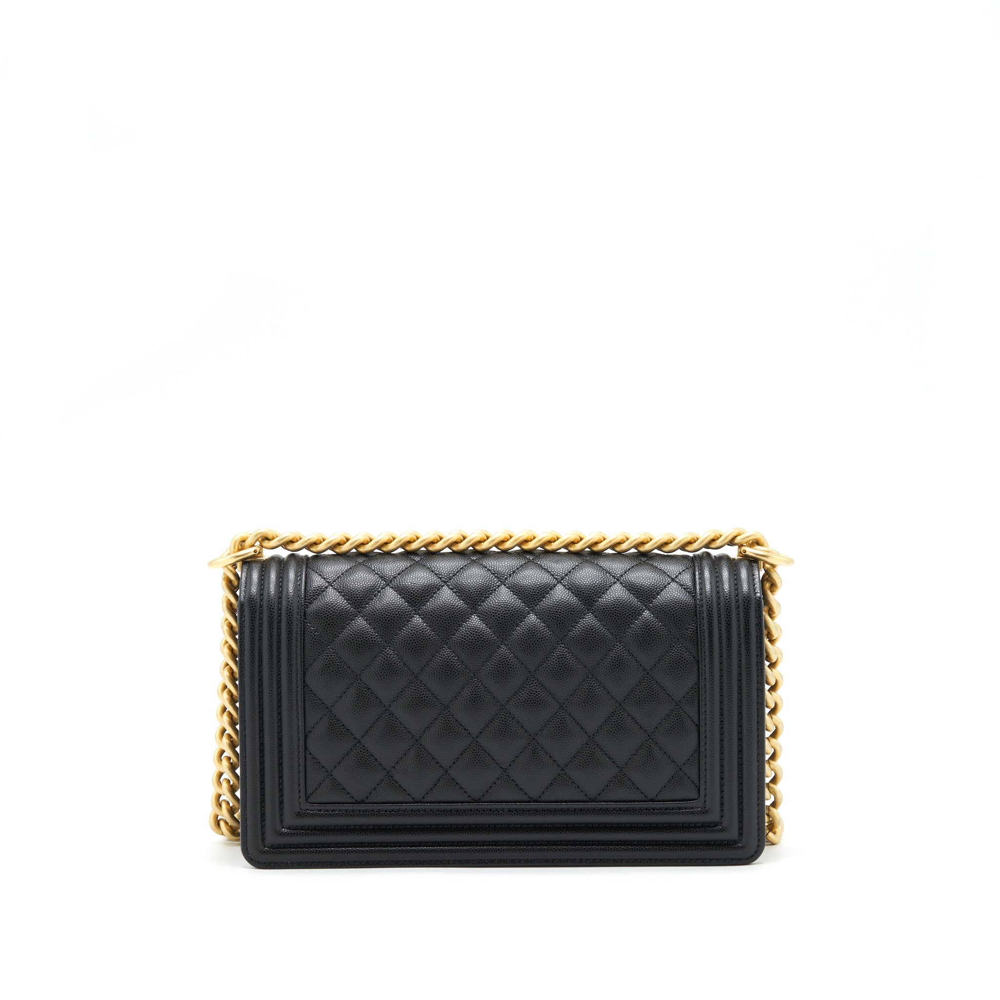 Chanel Medium Boy Bag Caviar Black With Brushed