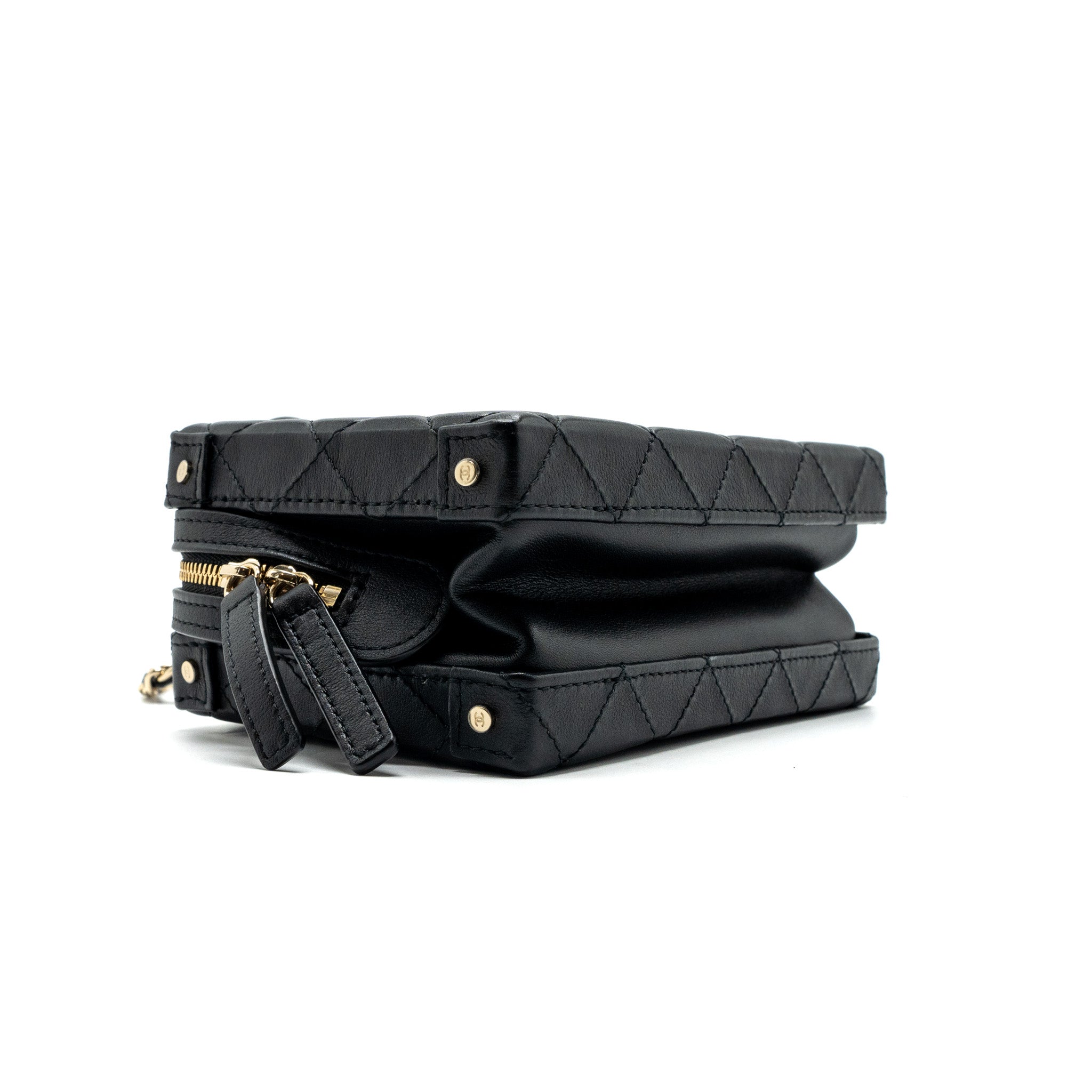 Chanel 22b Top Handle Small Vanity Case Calfskin Black (Microchip)