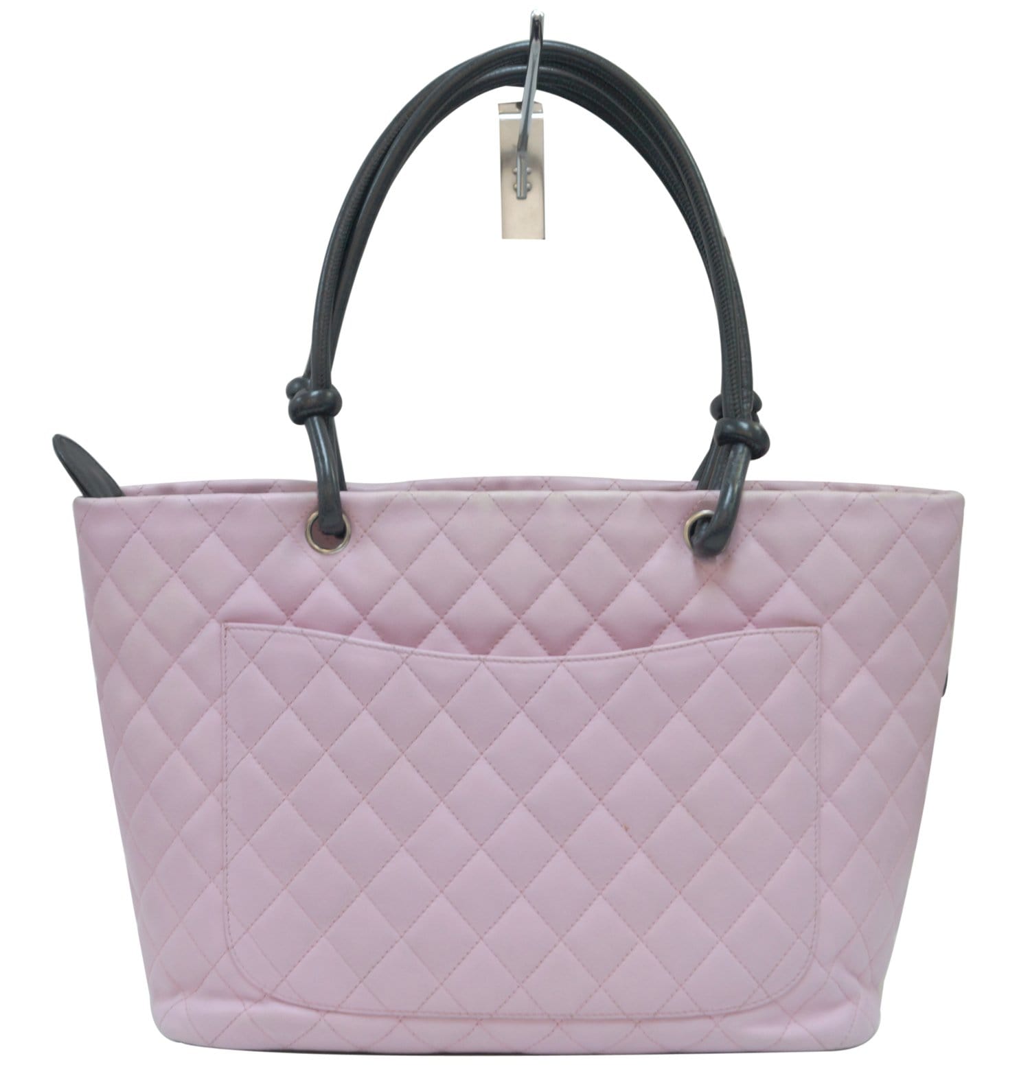 CHANEL Quilted Leather Pink/Black Cambon Tote Bag