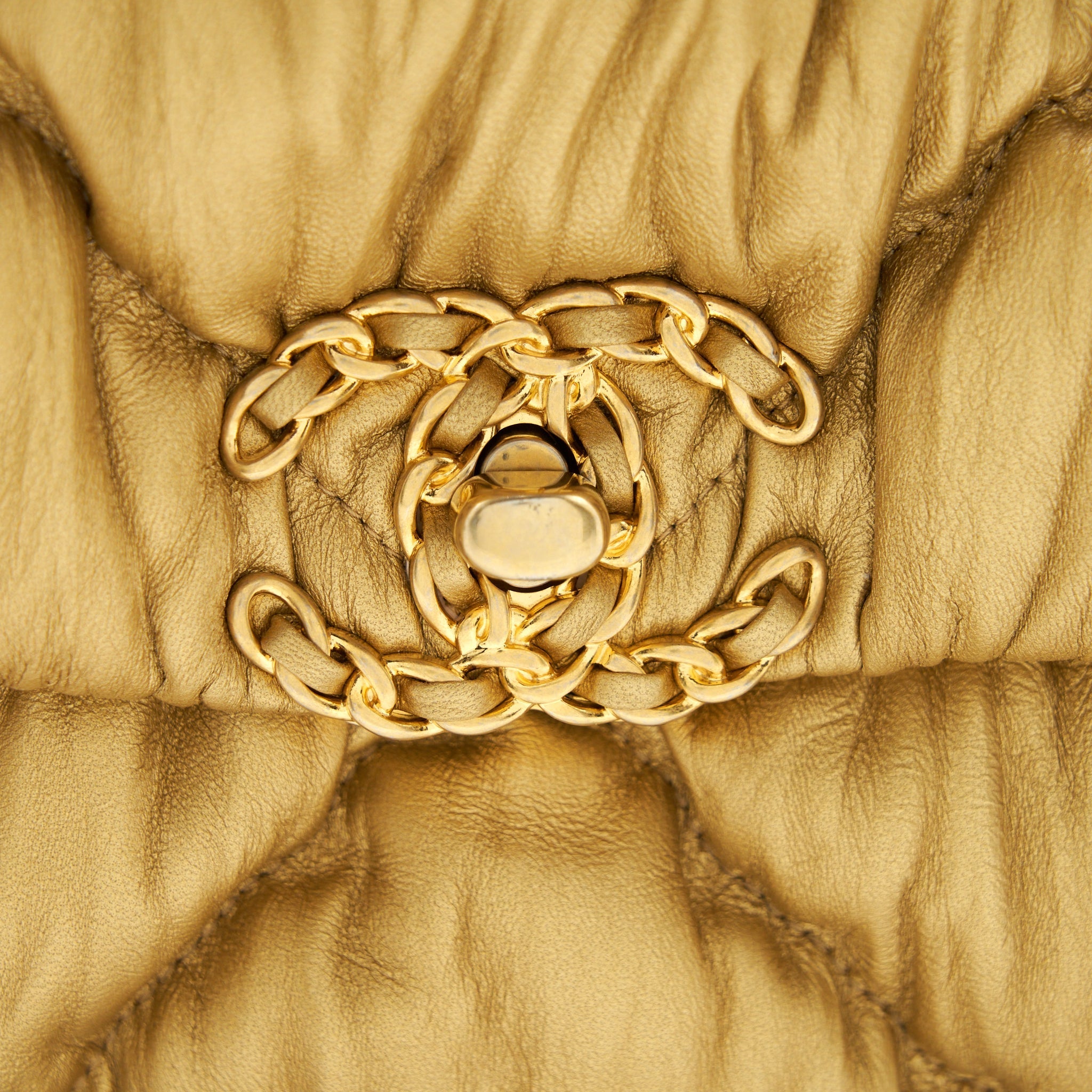 Chanel Small 19 Bag Limited Edition Lambskin Gold With Gold/Silver Hardware