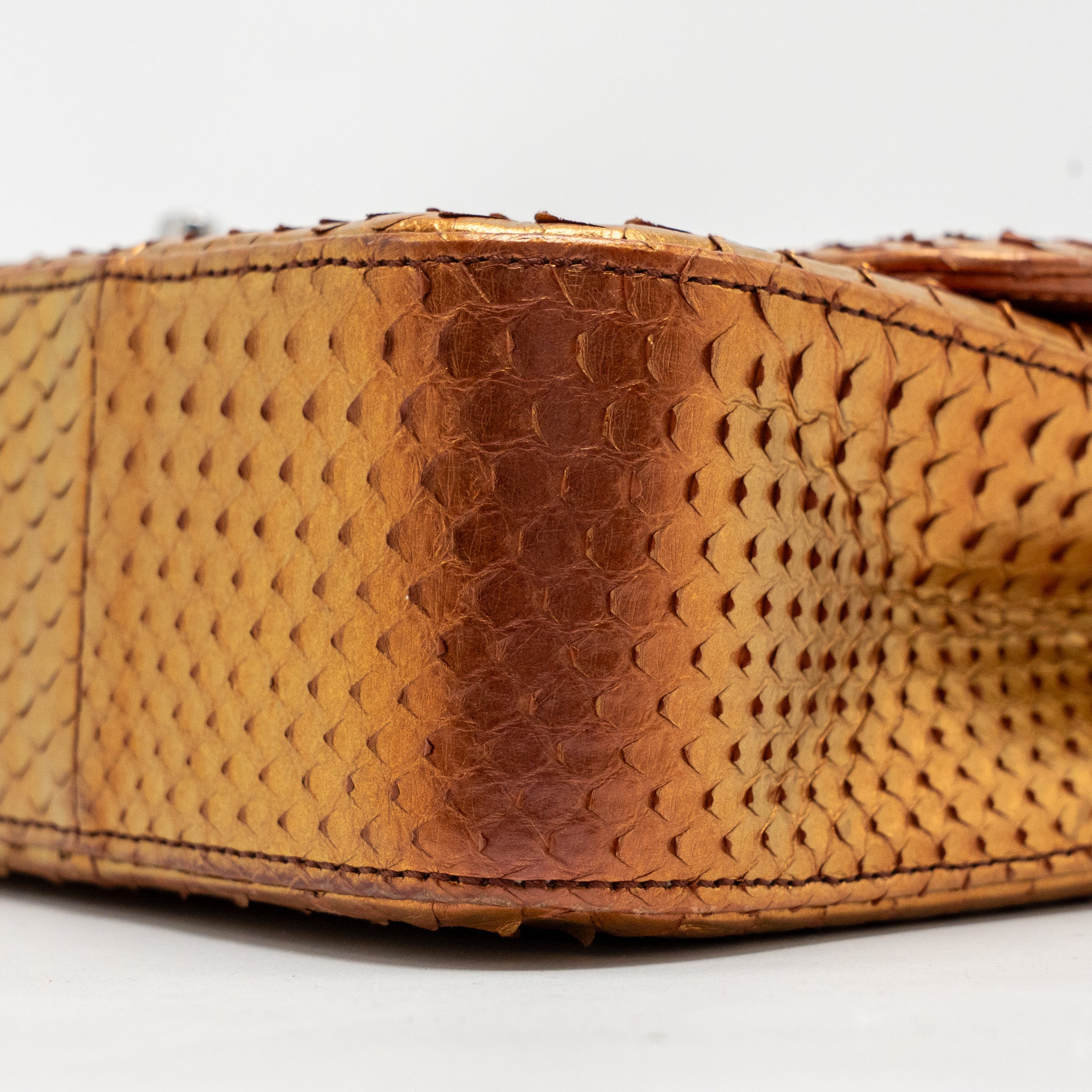 Chanel Classic double flap bag python leather orange