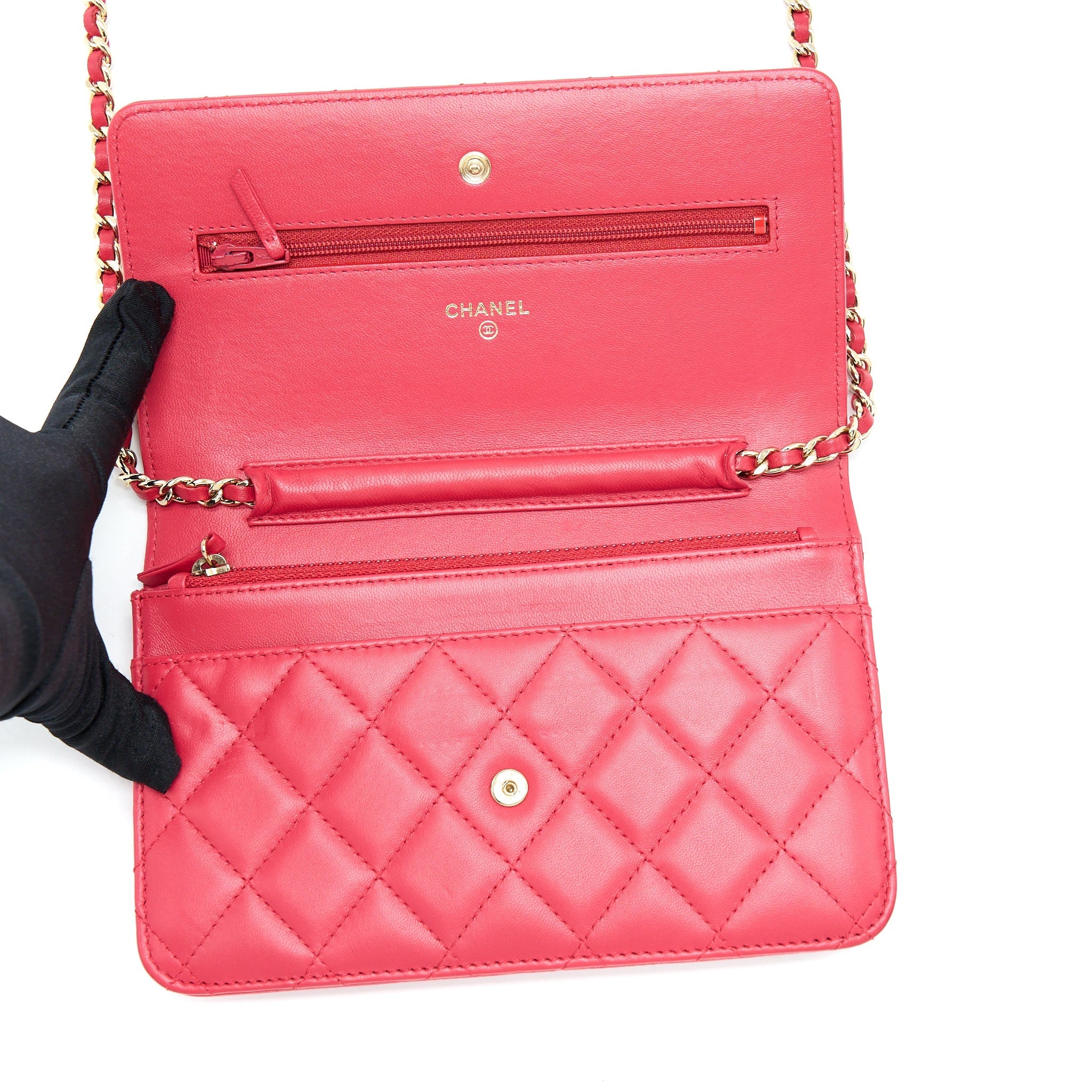 Chanel Classic Wallet On Chain Lambskin Red