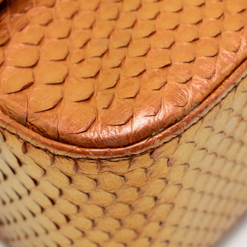 Chanel Classic double flap bag python leather orange