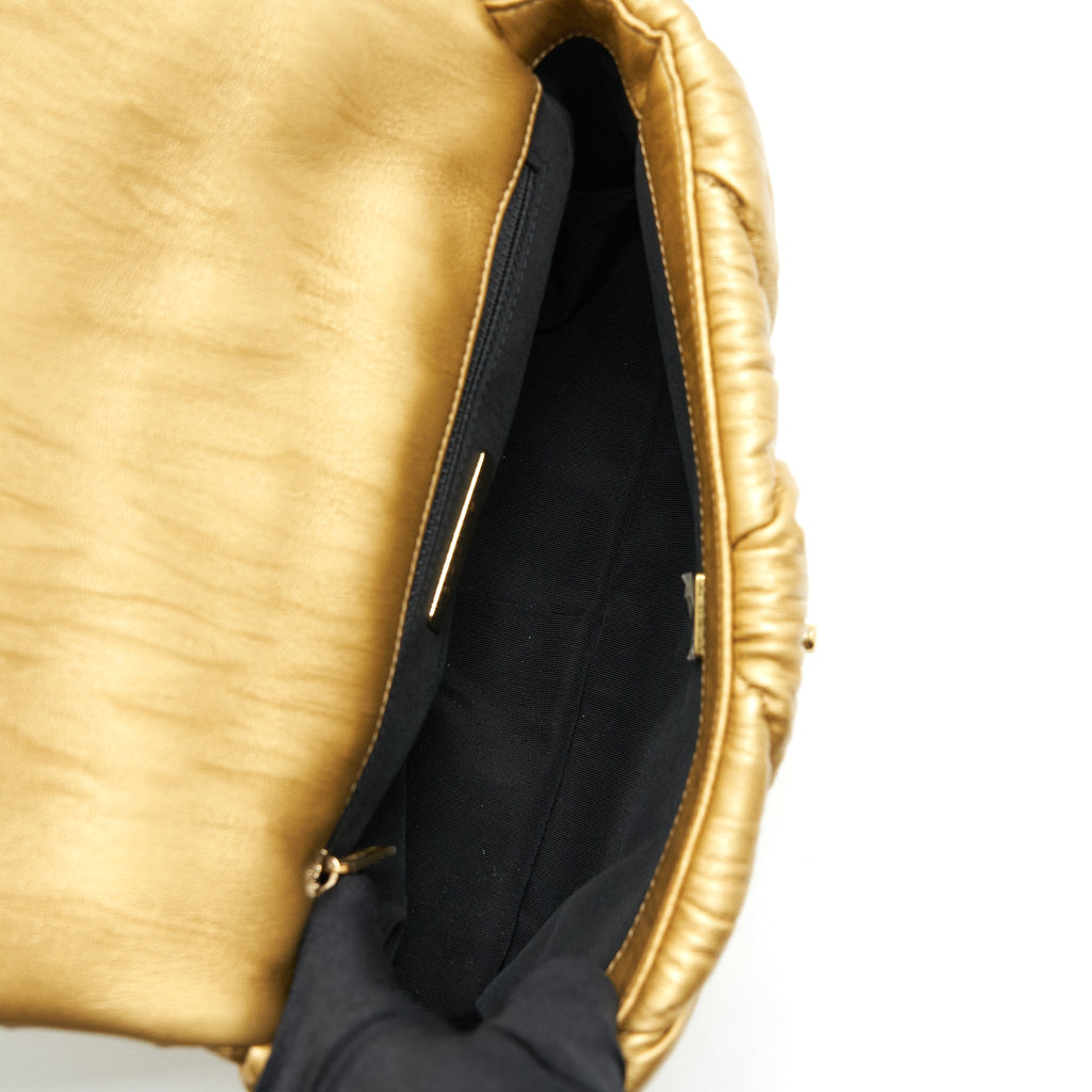 Chanel Small 19 Bag Limited Edition Lambskin Gold With Gold/Silver Hardware