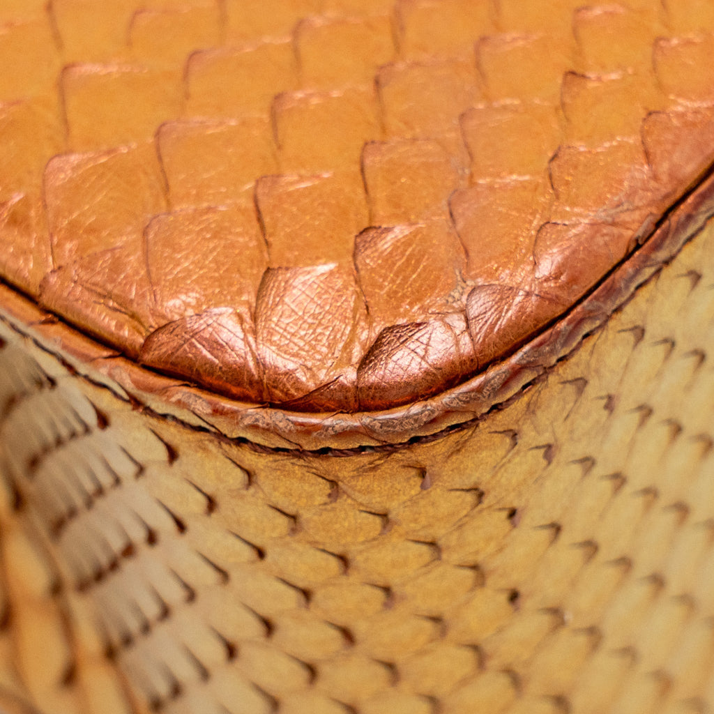 Chanel Classic double flap bag python leather orange