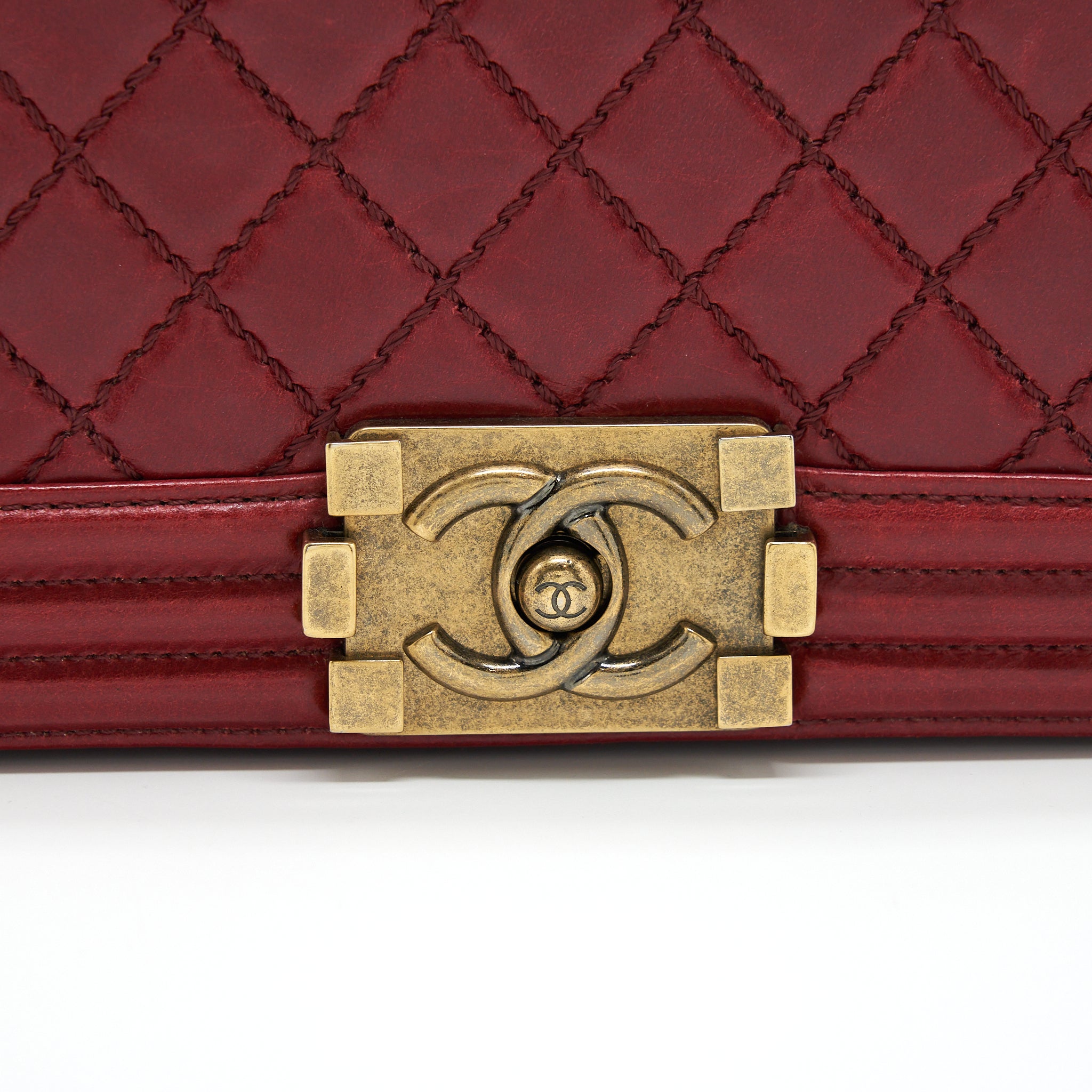 Chanel Medium Boy Bag Aged Calfskin Red With Ruthenium
