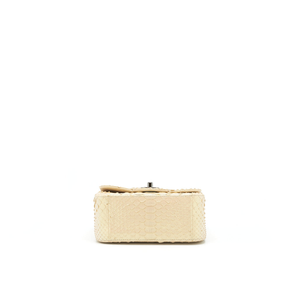 Chanel Mini Square Flap Bag Python Iridescent Light Beige