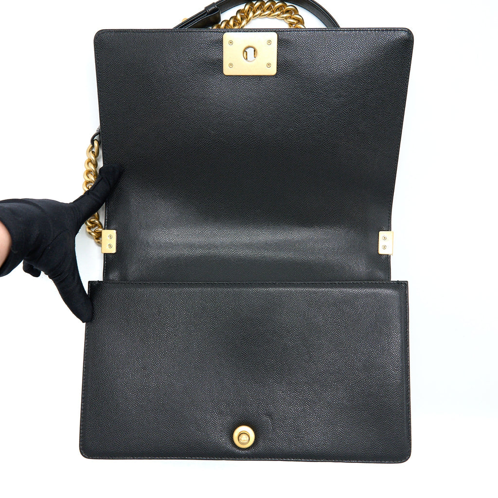 Chanel Boy Bag 28cm Caviar Black Brushed