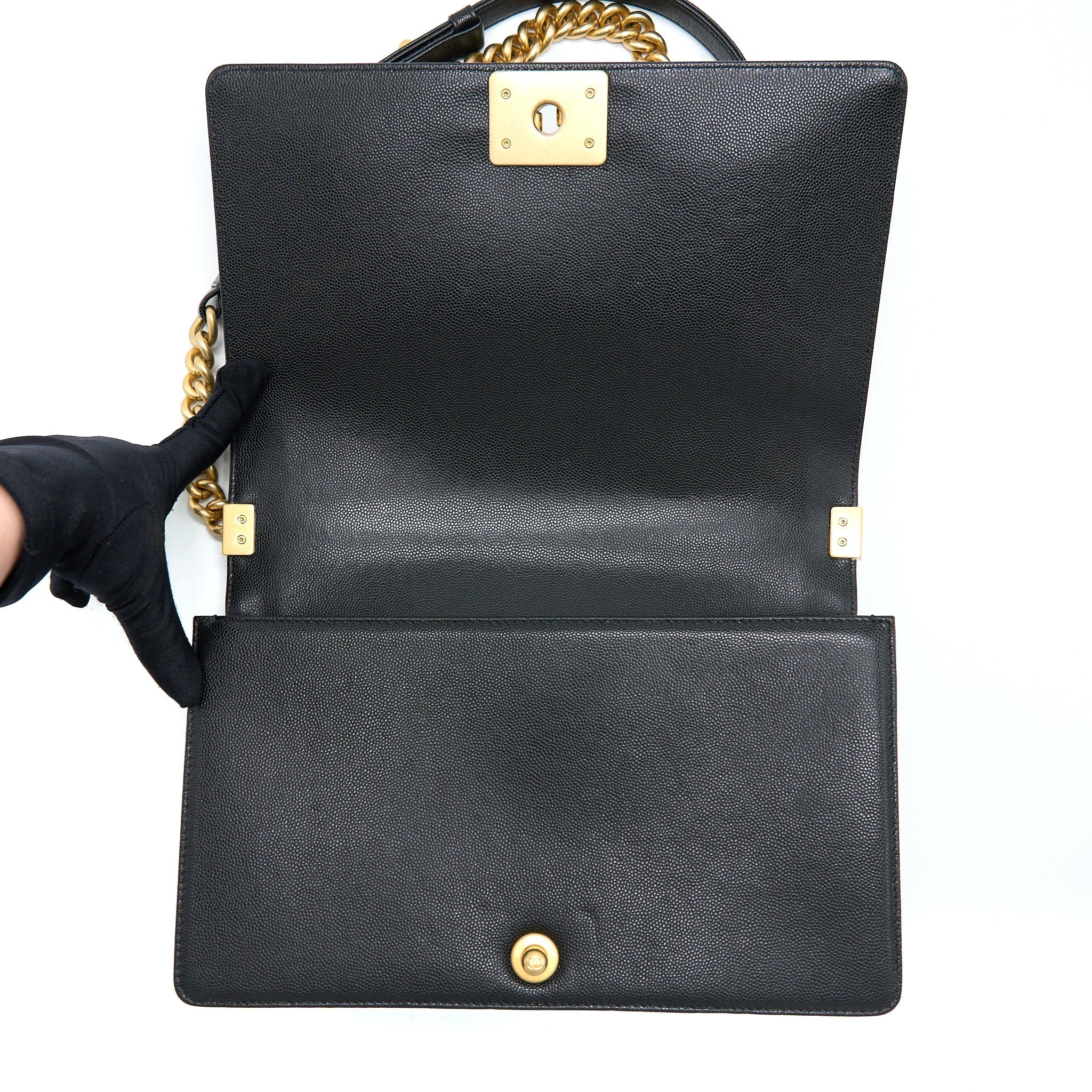 Chanel Boy Bag 28cm Caviar Black Brushed