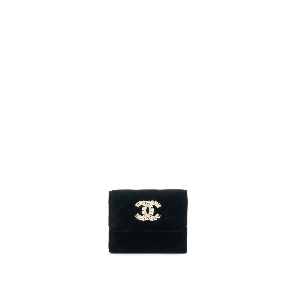 Chanel Small Flap Wallet Velvet Black L