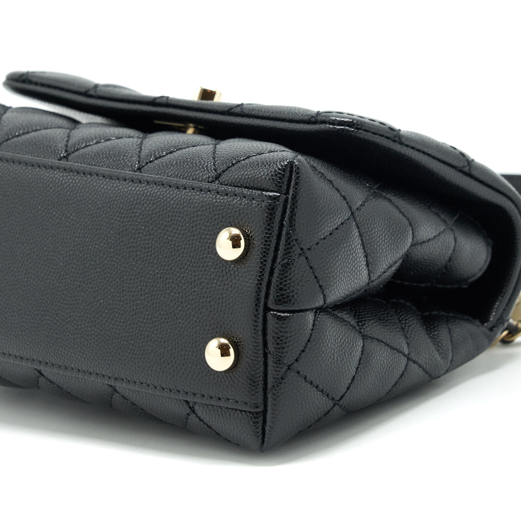 Chanel mini coco handle 20cm Caviar black with L