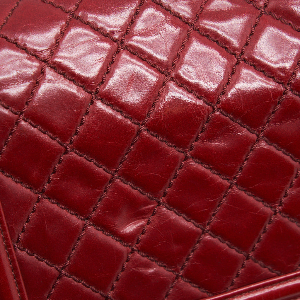 Chanel Medium Boy Bag Aged Calfskin Red With Ruthenium